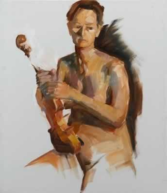 Woman Holding Violin