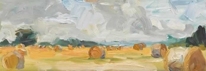 Hazy Day and Bales  18 x 51cm