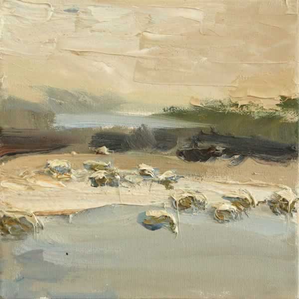 Early Morning Frost And Sheep, Evenlode  8 x 8 in